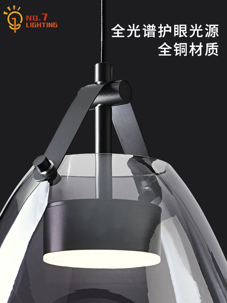 Afralia™ Copper Glass Pendant Lights LED Luxury Modern Fixtures for Bedroom Living Room