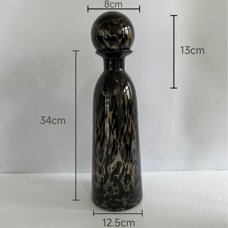 Afralia™ Leopard Texture Glass Vase: Modern Floral Vase for Chic Room Decor