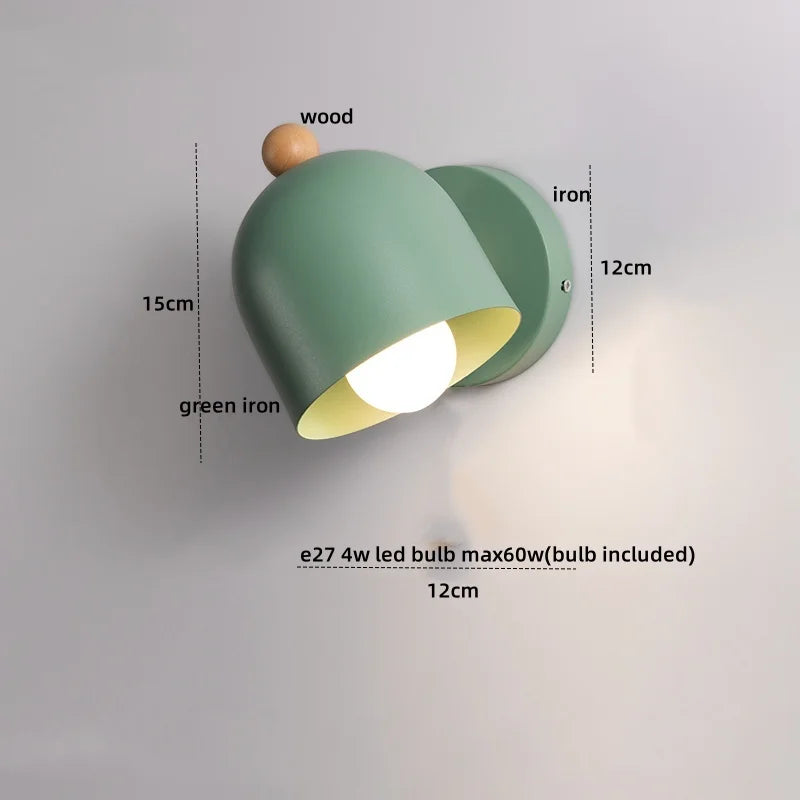 Afralia™ Wood Iron LED Wall Lights with Pull Chain Switch for Modern Living Spaces