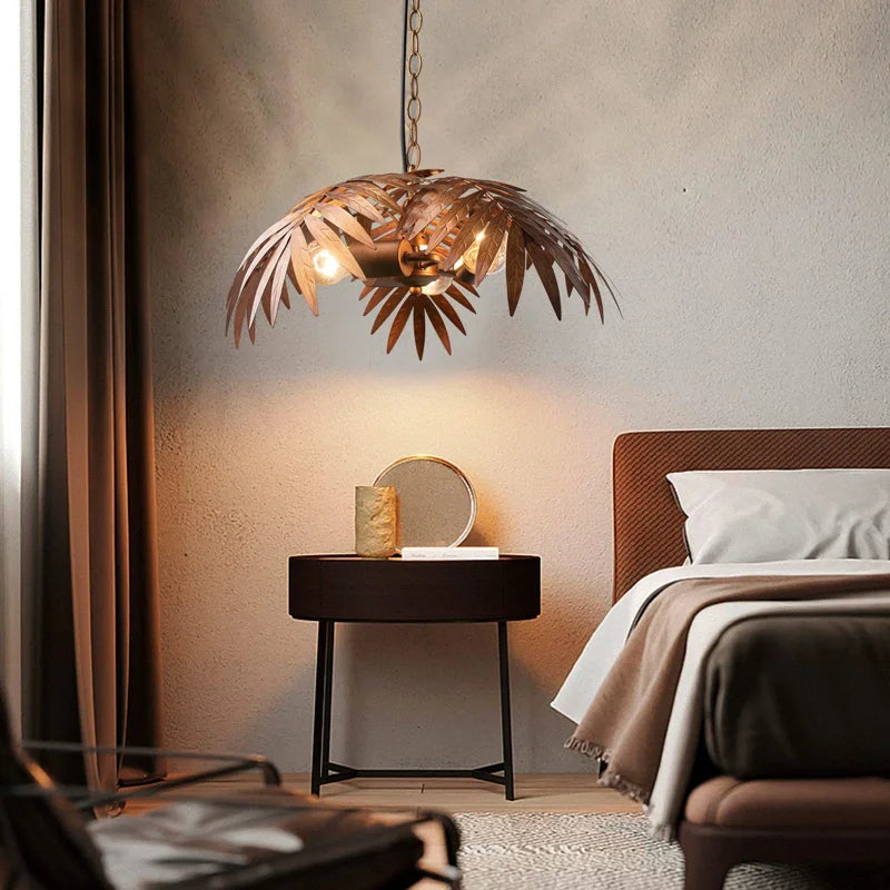 Afralia™ Boho Coconut Leaf Chandelier: Coastal Tree Light for Loft, Restaurant, Island