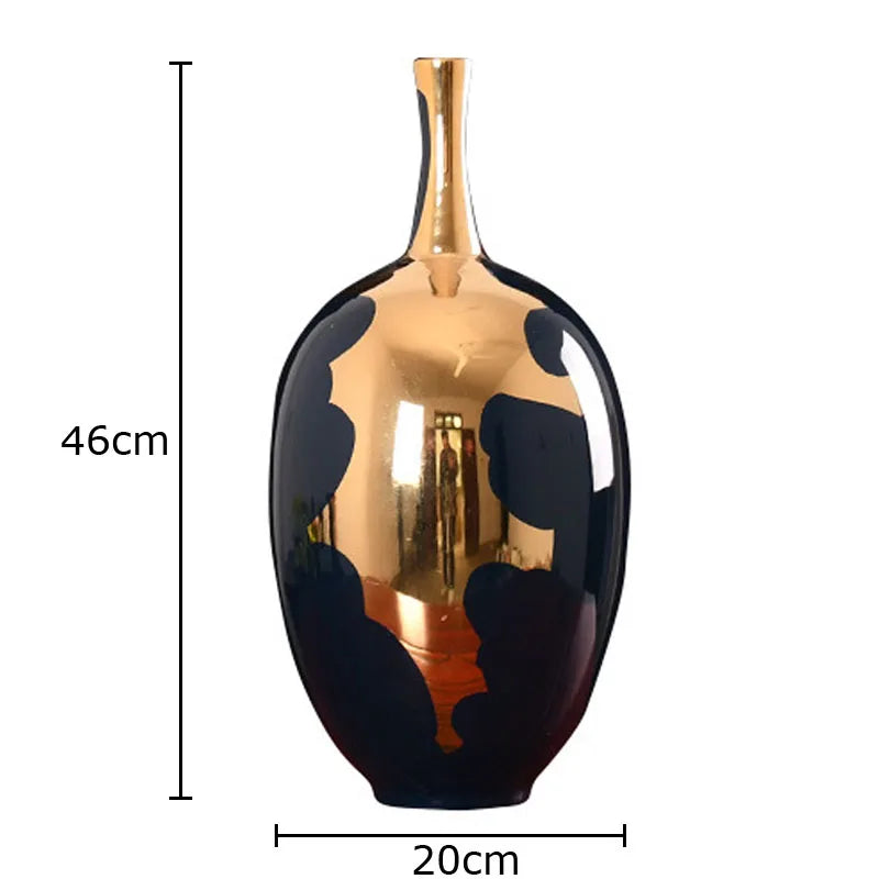 Afralia™ Gold Ceramic Vase | Modern Design | Desk Decor | Shiny Porcelain | Floral Vases