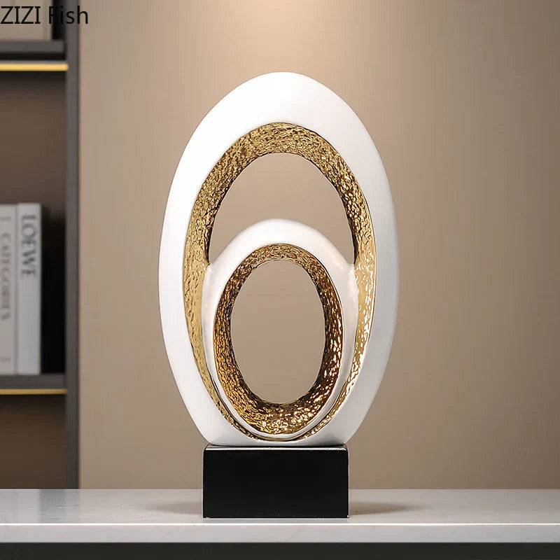 Afralia™ Gold Abstract Art Sculpture Desk Ornaments Minimalism Aesthetics Decor