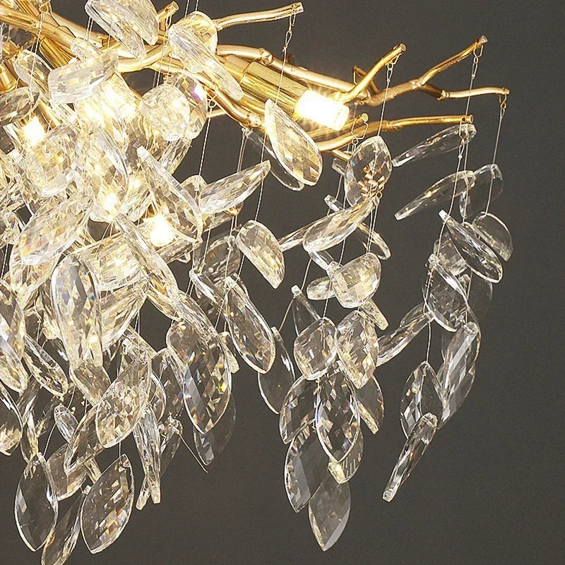 Afralia™ Golden Branch Ceiling Chandelier with Crystal LED - Luxury Modern Design for Living Room