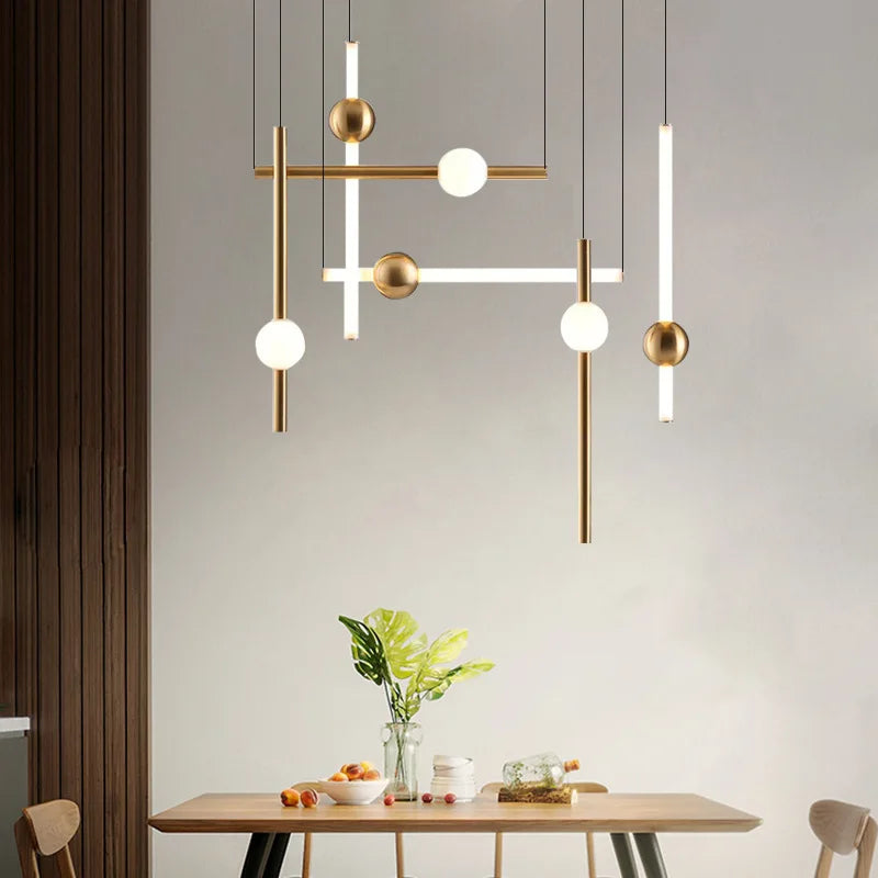 Afralia™ Modern Gold Black Pendant Lamps for Dining Living Room Bar Bedroom Chandelier