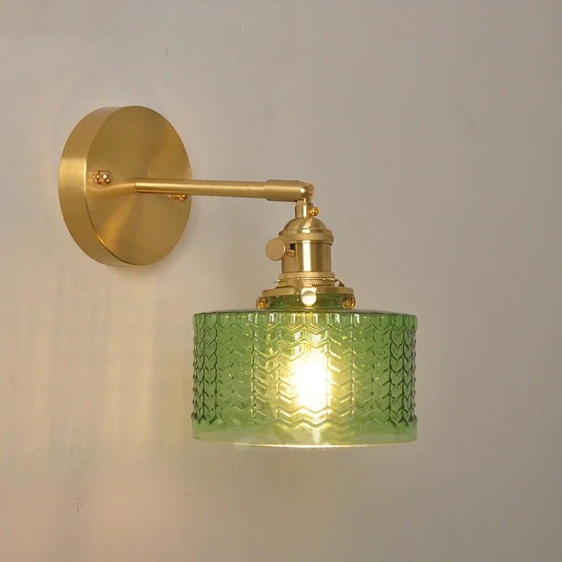 Afralia™ Nordic LED Wall Light Fixture Glass Up Down Rotate Copper Bedside Lamp