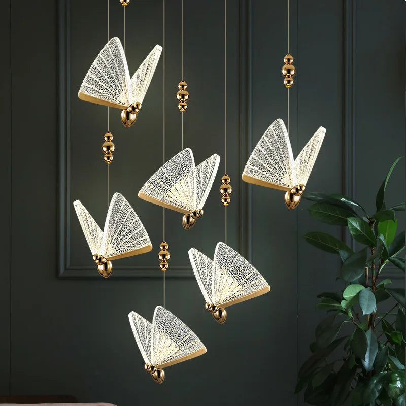 Afralia™ Butterfly LED Pendant Chandelier for Home Decor and Kitchen Lighting