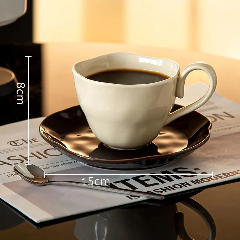 Afralia™ Flower Saucer Ceramic Tea Coffee Cup Set: Elegant Dining Table Drinkware