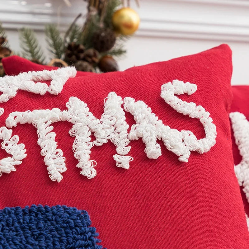 Afralia™ Cartoon Christmas Pillow Covers: Festive Decor for Sofa - Embroidered Design