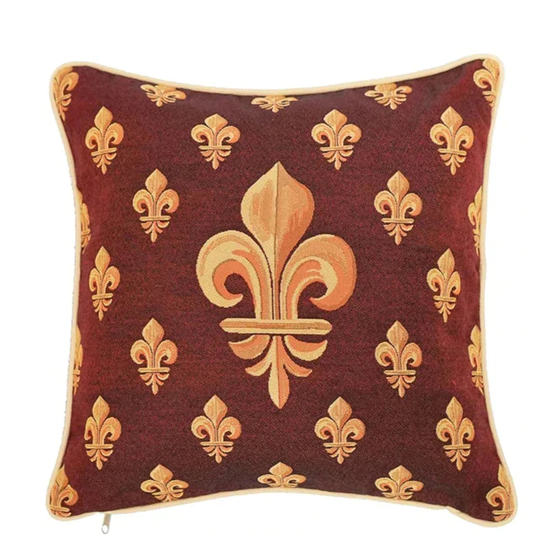 Afralia™ Baroque Crown Jacquard Tapestry Throw Pillow Cover 45x45cm for Living Room Sofa