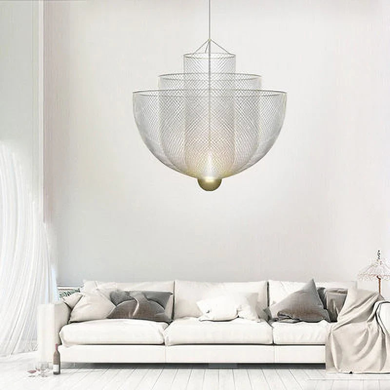 Afralia™ Grid Meshmatics Dimmable LED Chandelier Pendant - Modern Metal Design