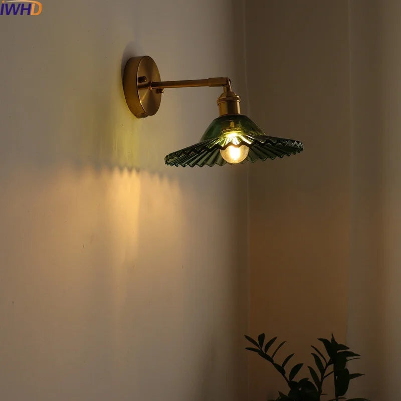 Afralia™ Vintage Copper Glass LED Wall Lights for Indoor Home Decor