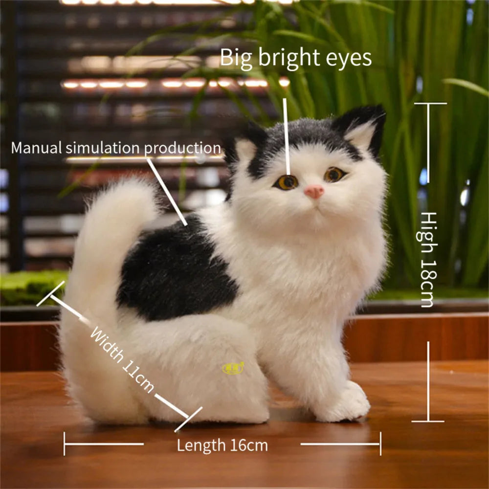 Afralia™ Realistic Cat Doll Home Decoration Figure Plush Kitten Statue Birthday Gift