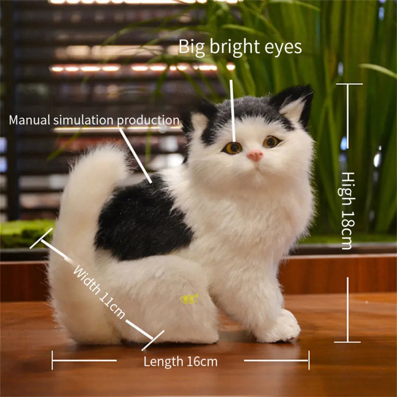 Afralia™ Realistic Cat Doll Home Decoration Figure Plush Kitten Statue Birthday Gift