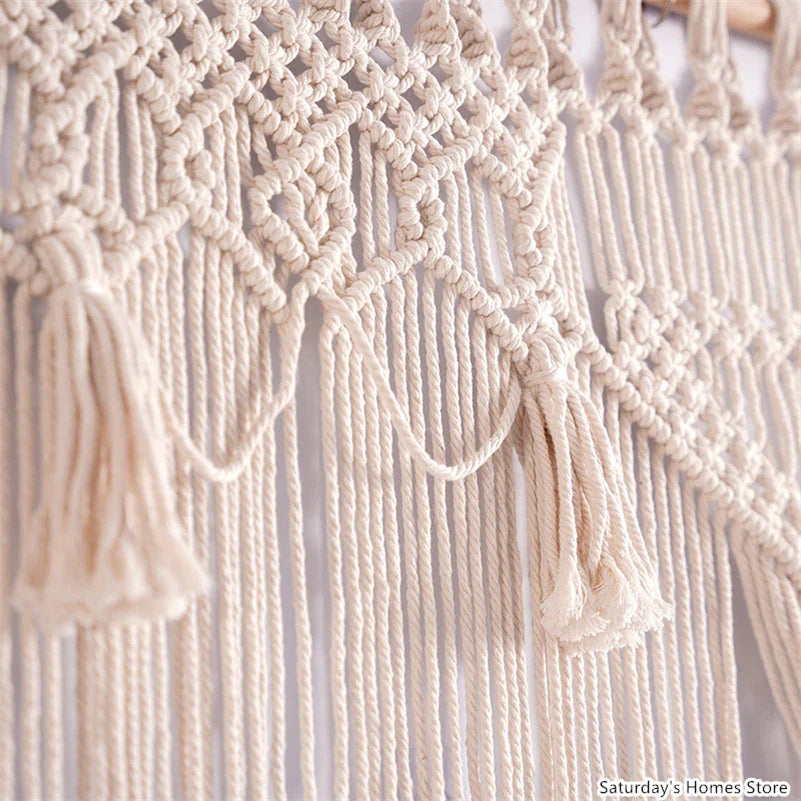 Afralia™ Boho Macrame Tassel Curtain Tapestry for Wedding Décor & Window Treatment