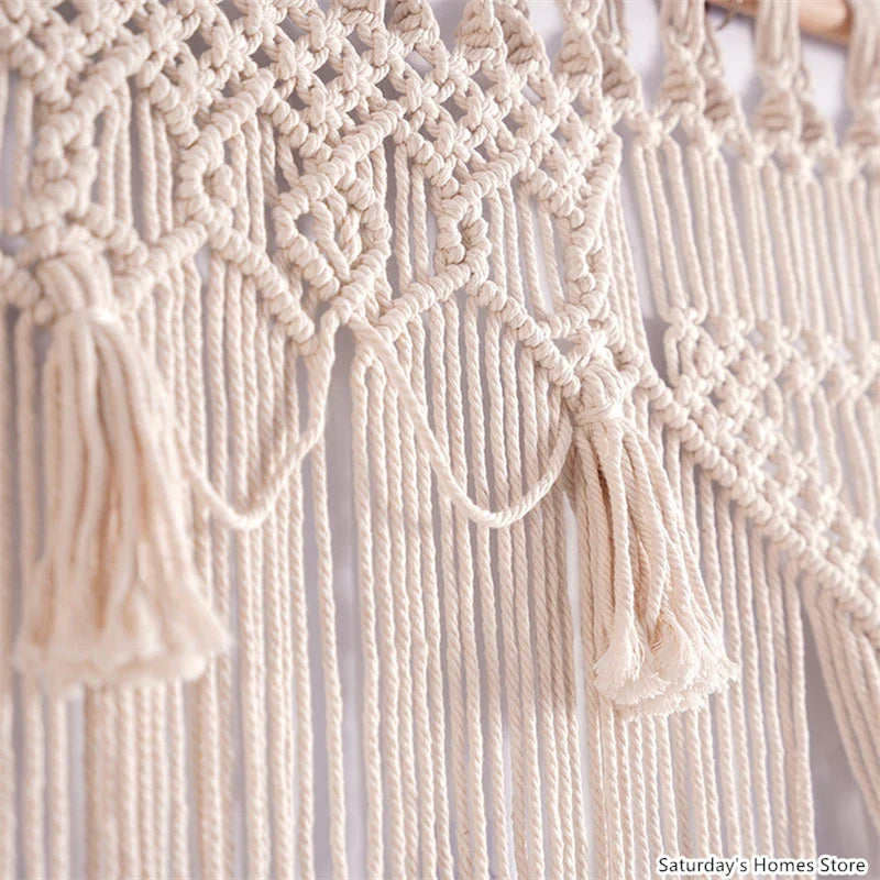 Afralia™ Boho Macrame Tassel Curtain Tapestry for Wedding Décor & Window Treatment