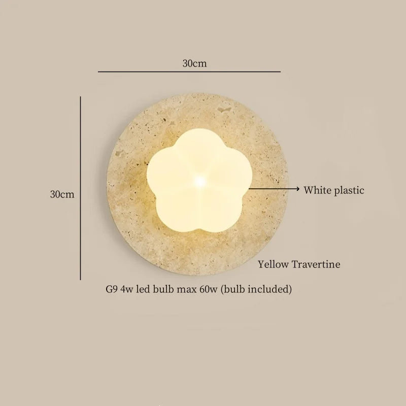 Afralia™ Wabi Sabi LED Wall Lamp, Pull Chain Switch, Yellow Travertine, Living Room, Bedroom