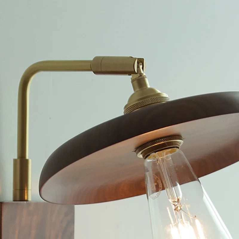 Afralia™ Copper LED Wall Light Sconce Pull Chain Switch Rotatable Bedside Lamp