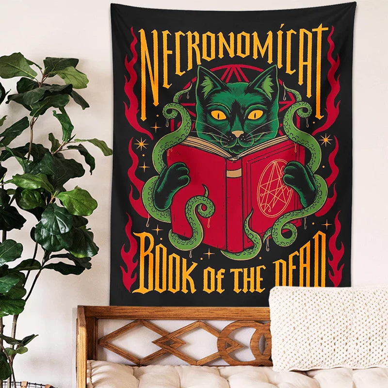 Afralia™ Mystical Cat Tapestry Wall Hanging Tarot Witchcraft Bohemian Home Decor