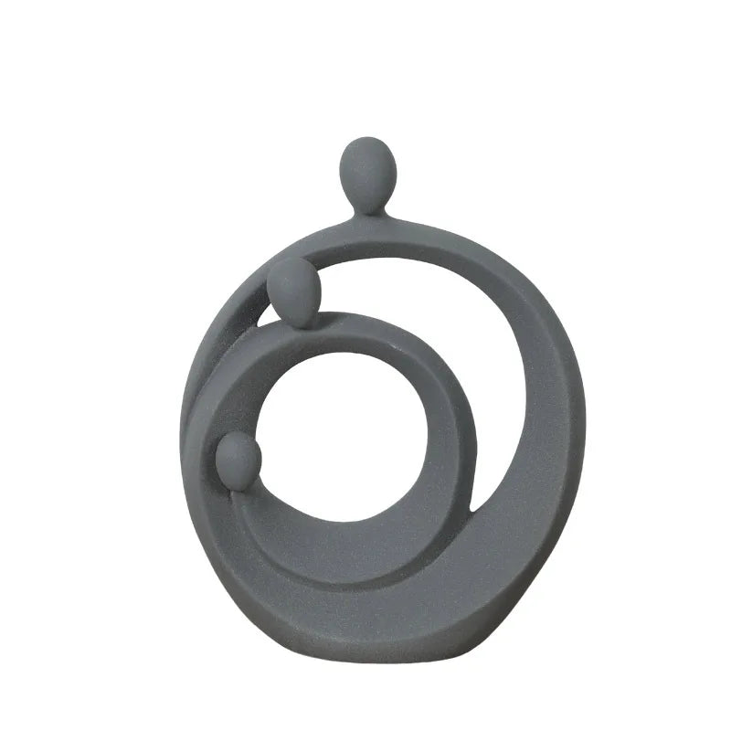 Afralia™ Abstract Family Sculpture Set Geometric Home Decoration Ornaments