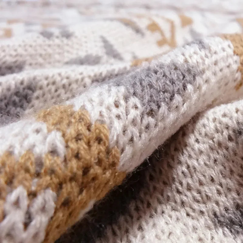 Afralia™ Bohemian Knitted Sofa Blanket: Multi-Functional Decor for Home & Travel, All Seasons