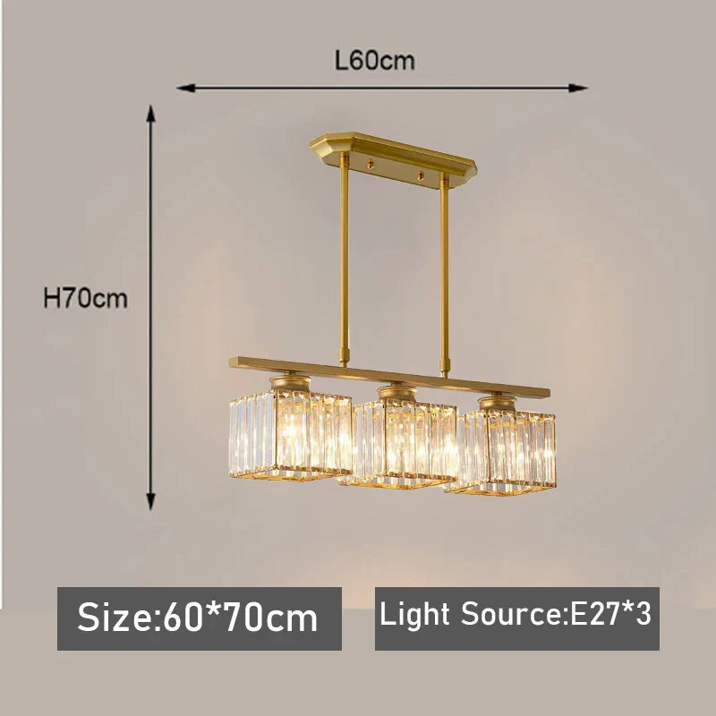 Afralia™ Nordic Modern Crystal Chandelier Three-Head Hanging Light for Living Room