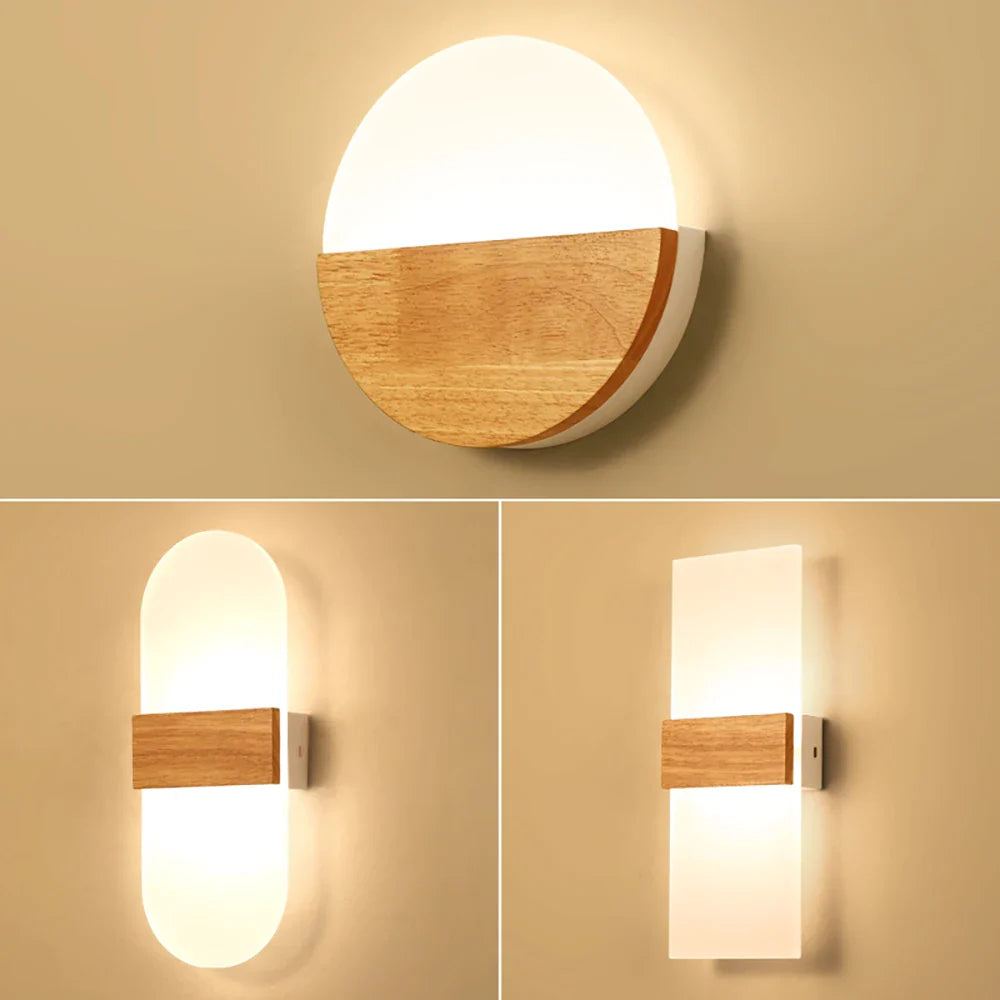 Afralia™ Nordic Wooden LED Wall Sconce for Home Decor and Indoor Lighting