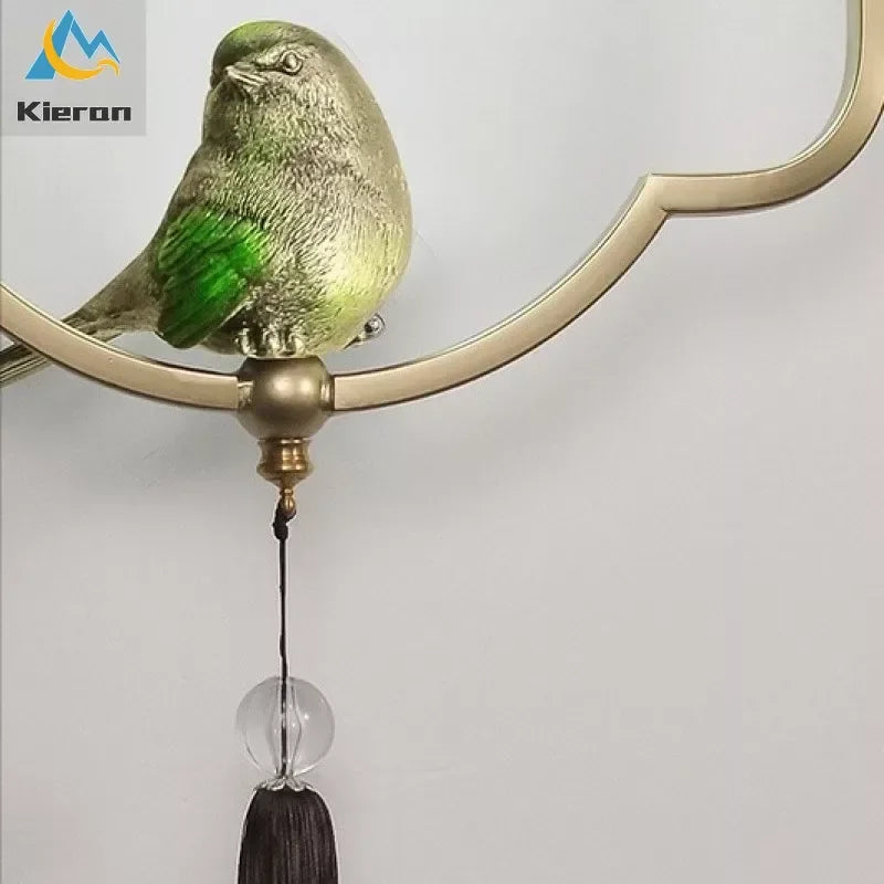 Afralia™ Nordic Lotus Bird LED Wall Lamp Iron Art Pendent Light Bedroom Living Room