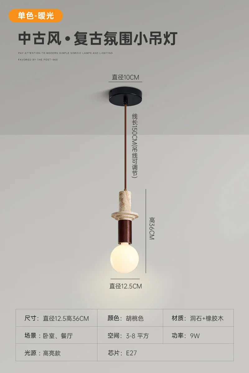 Afralia™ Yellow Wabi Sabi Wood Hanging Lamp Modern Designer Ceiling Pendant Light