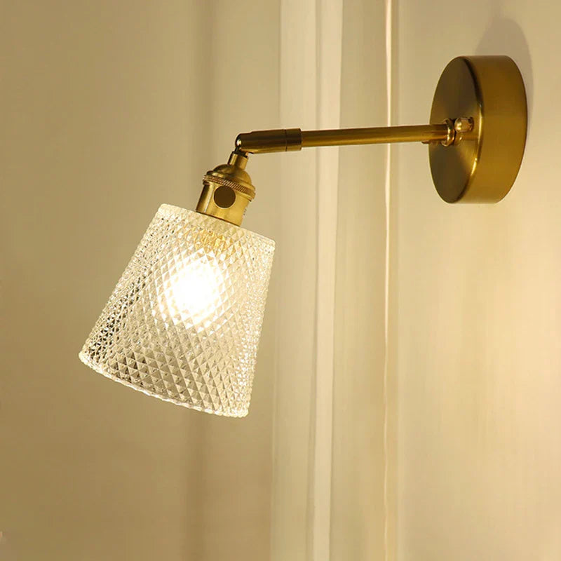 Afralia™ Brass Mirror Wall Sconce with Glass Shade for Bedroom and Living Room