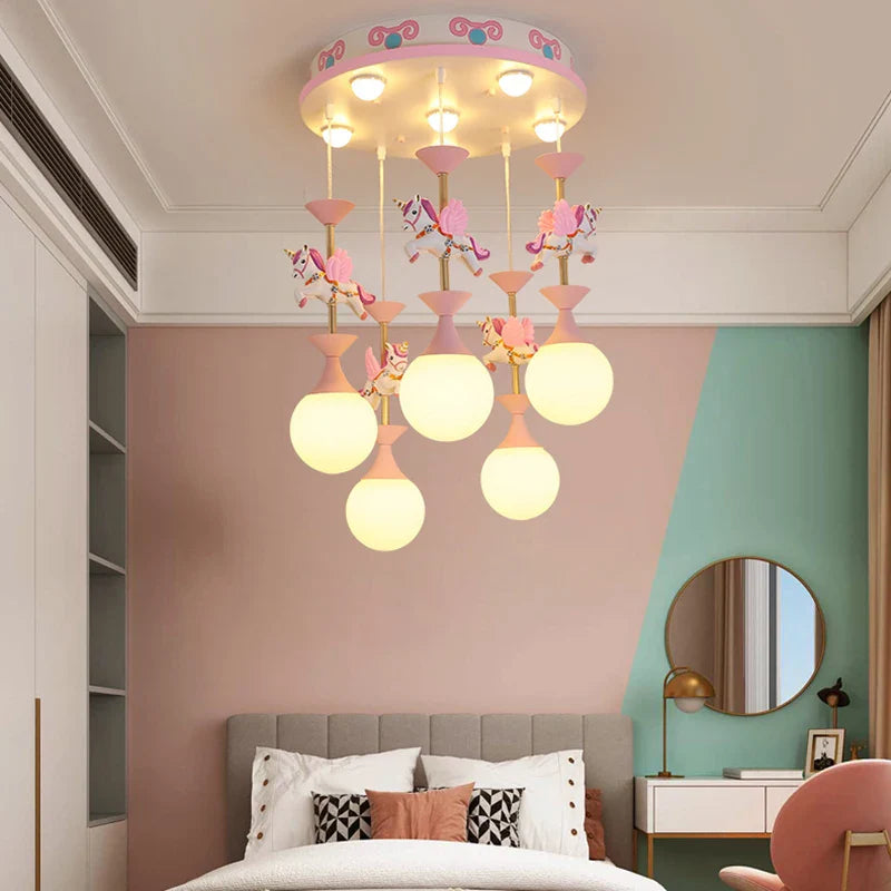 Afralia™ Kids Ceiling Chandelier: Modern LED Pendant Light for Girls' Bedroom Decor