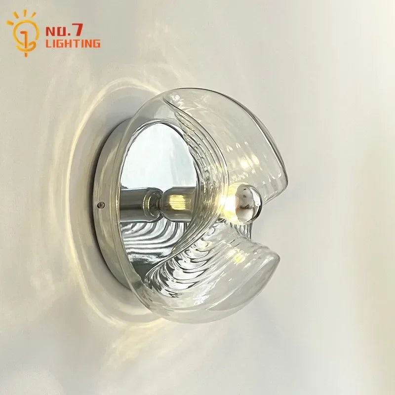 Afralia™ Bauhaus Wavy Glass Wall Lamp LED G9 Home Decor Living Room Bedroom Bar