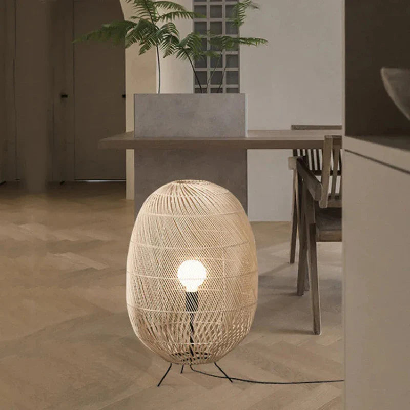 Afralia™ Rattan Ball Floor Lamp for Living Room, Bedroom, Study - Hand-Woven Wood Floor Light