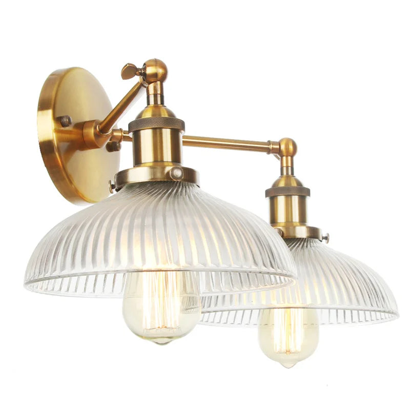 Afralia™ Vintage Gold 2-Head LED Wall Lamp for Aisle Hallway & Bedroom