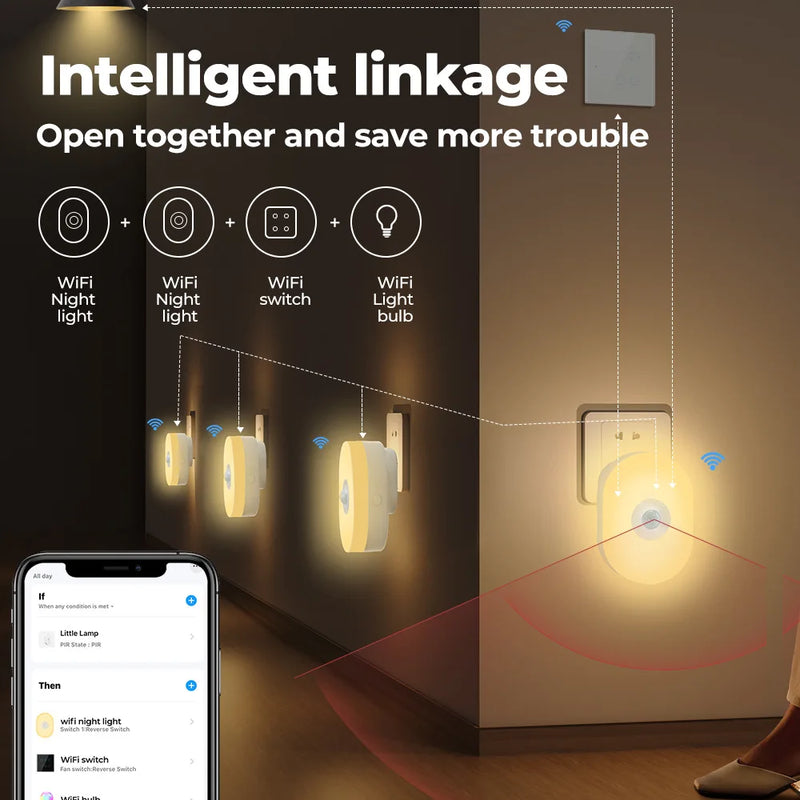 Afralia™ Smart LED Night Light with Motion Sensor for Alexa Google Home