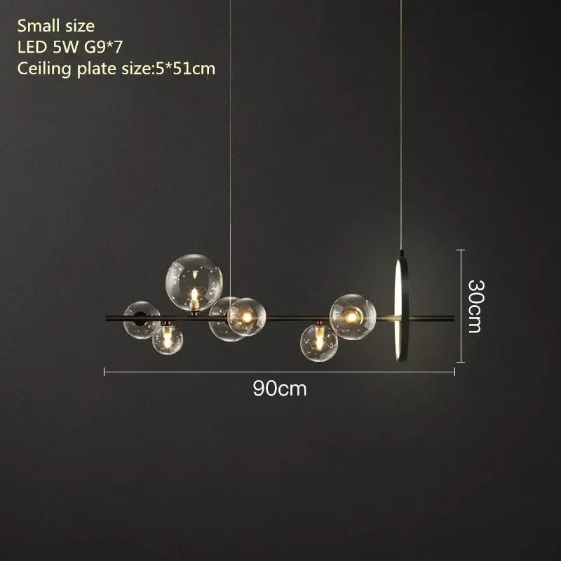 Afralia™ Modern Metal Chandelier with Clear Glass Bubbles - 7-Light G9 Fixture for Home Living Room