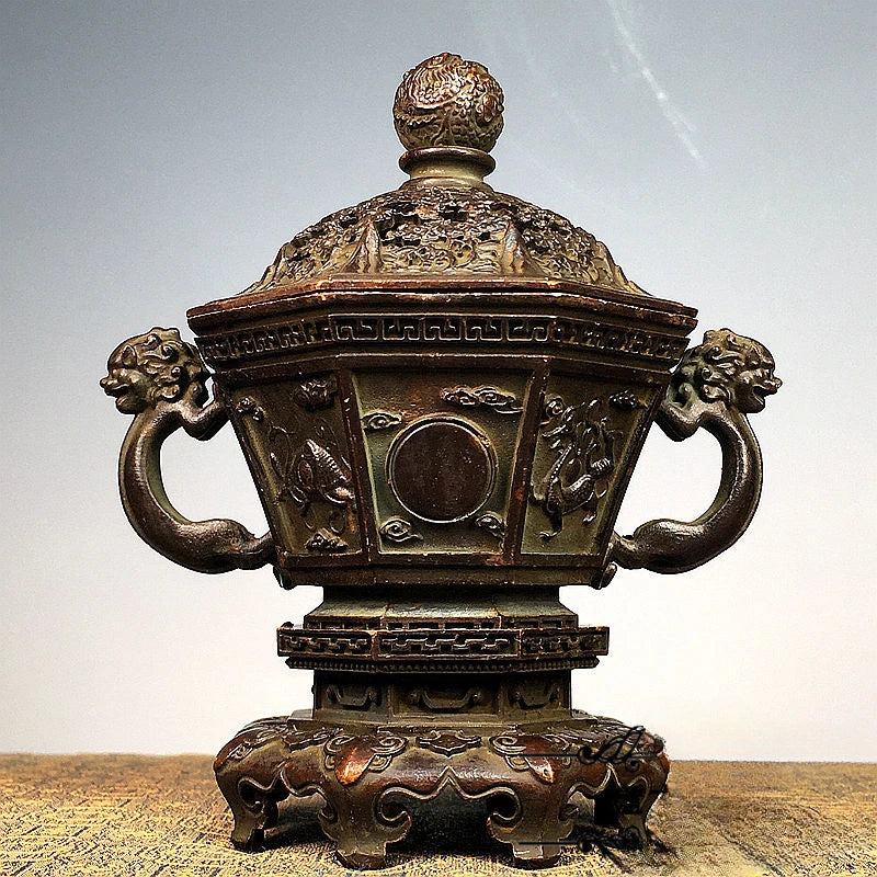 Afralia™ Bronze Sacred Beasts Incense Burner Set