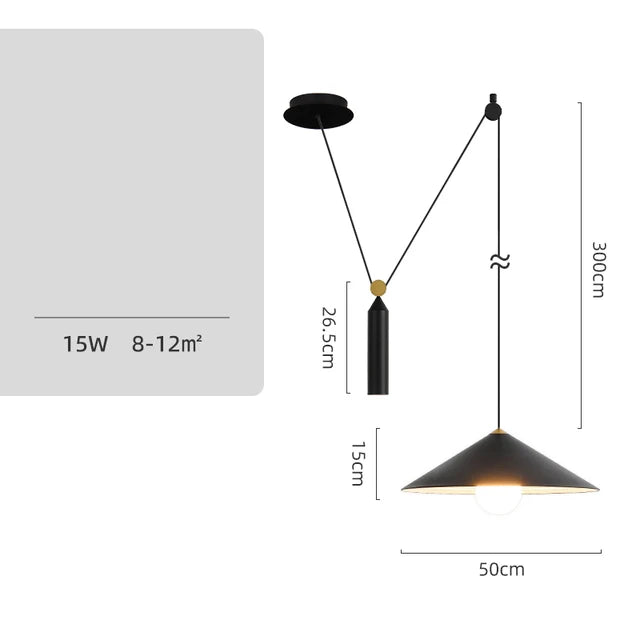 Afralia™ Linear Art Deco Style Pulley Pendant Lamp for Home Interior
