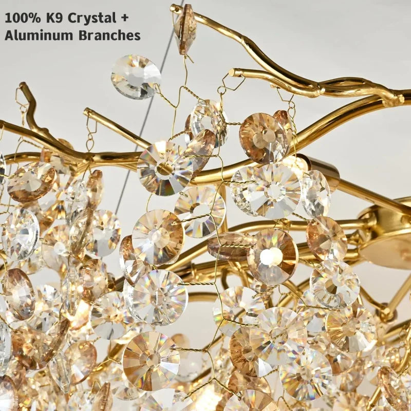 Afralia™ Gold Crystal Chandelier: Modern Luxury Branch Design for Bedroom, Living, Dining Room