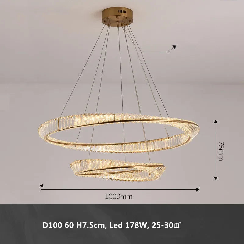 Afralia™ Gold Metal LED Dimmable Ceiling Light with K9 Crystals