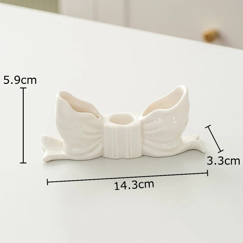 Bowknot Ceramic Candle Holder by Afralia™: Charming Desk Decoration and Aroma Diffuser