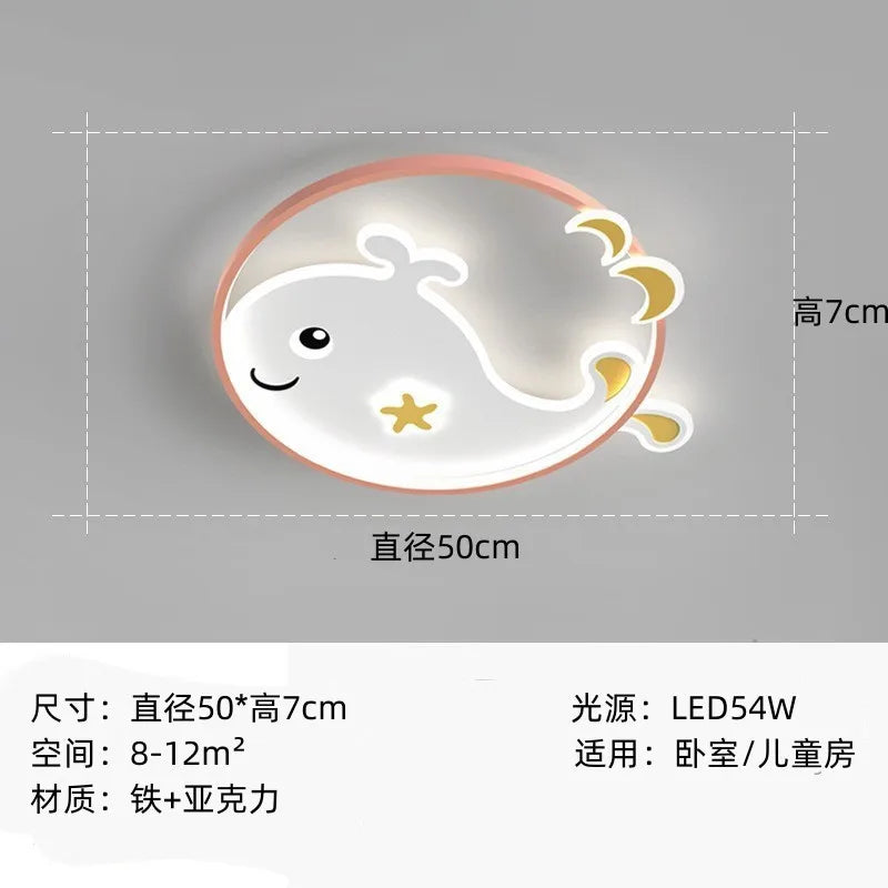 Afralia™ Kids Crescent Moon Rabbit Ceiling Chandelier LED Bedroom Light