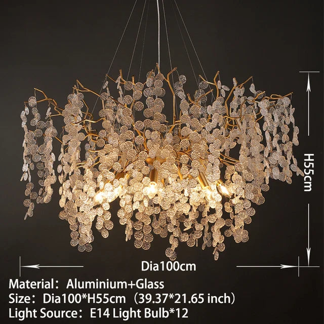 Afralia™ Modern Crystal Glass Pendant Chandelier for Living Room Dining Bedroom