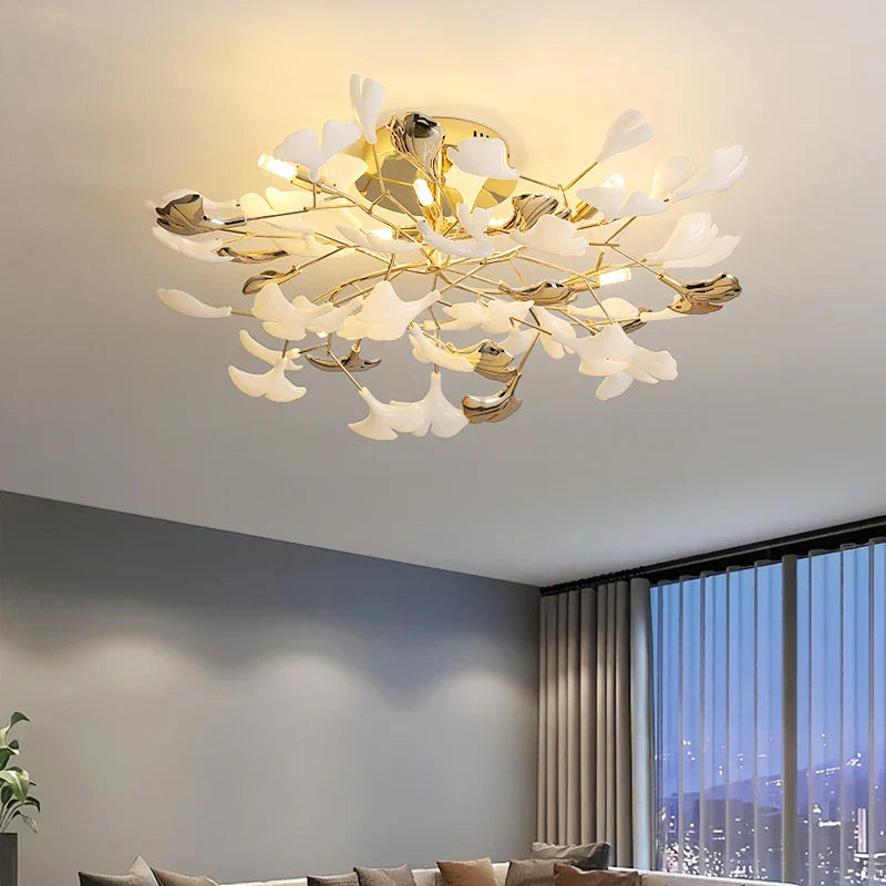 Afralia™ Ginkgo Leaf Bedroom Lamp: Post-modern Romantic Art Ceiling Light for Master Bedroom