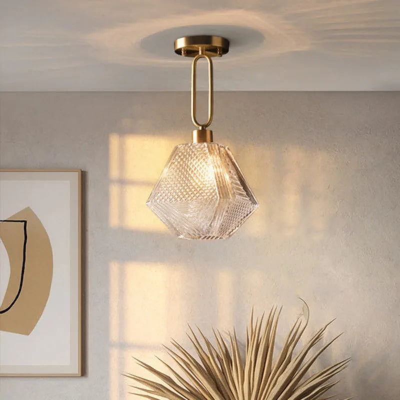 Afralia™ Diamond Glass Pendant Lamp for Modern Living Room Decor