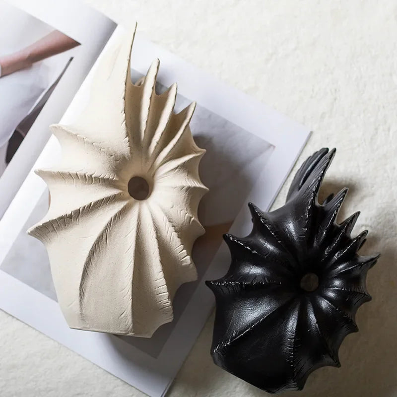 Afralia™ Conch Shape Ceramic Vase for Artificial Flower Arrangements