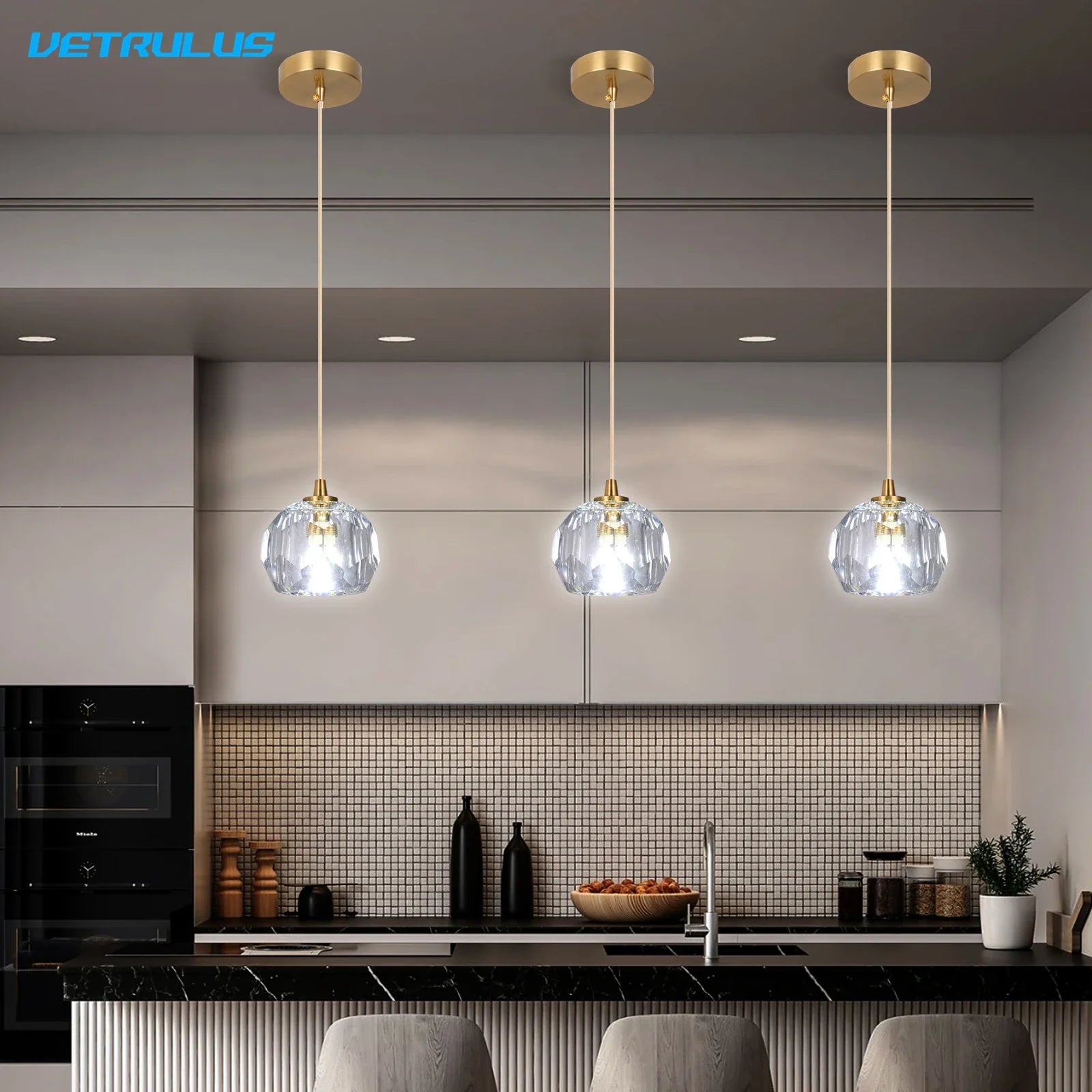 Afralia™ Crystal Pendant Light with Adjustable Height for Kitchen Island BedRoom Aisle Decor