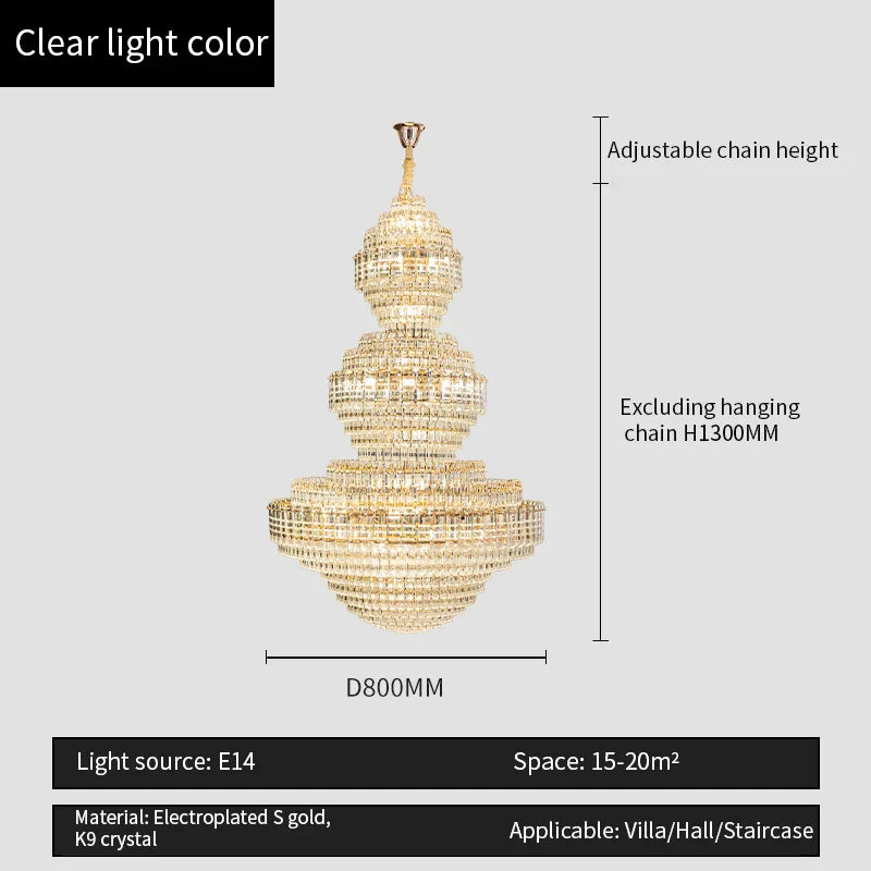 Afralia™ Crystal Duplex Chandelier for Hotel Lobby and Living Room