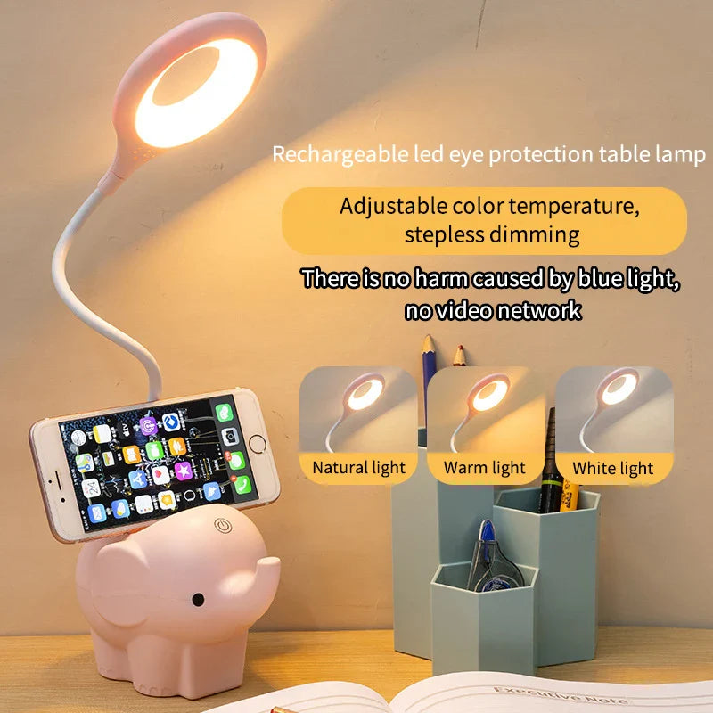 Afralia™ Elephant LED Table Lamp: Three Color Temperature Adjustable Eye Protection Learning Light