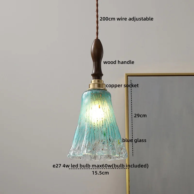 Afralia™ Glass Copper LED Pendant Lights - Modern Home Decor Hanging Lamp