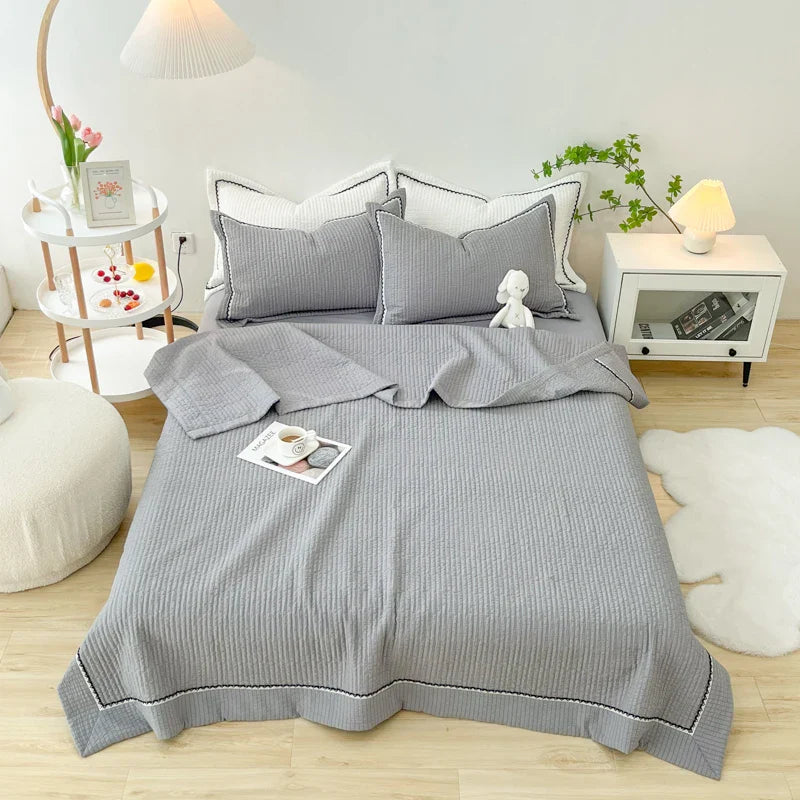 Afralia™ Princess Bubble Yarn Quilted Comforter Set - Elegant Handmade Flowers, Skin-friendly Blanket